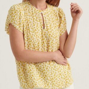 Lucky Brand Tulip Sleeve Yellow Flower Blouse Small